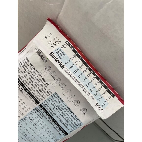 Butterick 5655 Sewing Pattern Size 6-7-8 Medieval Misses Girls Costume Vintage - Picture 4 of 6